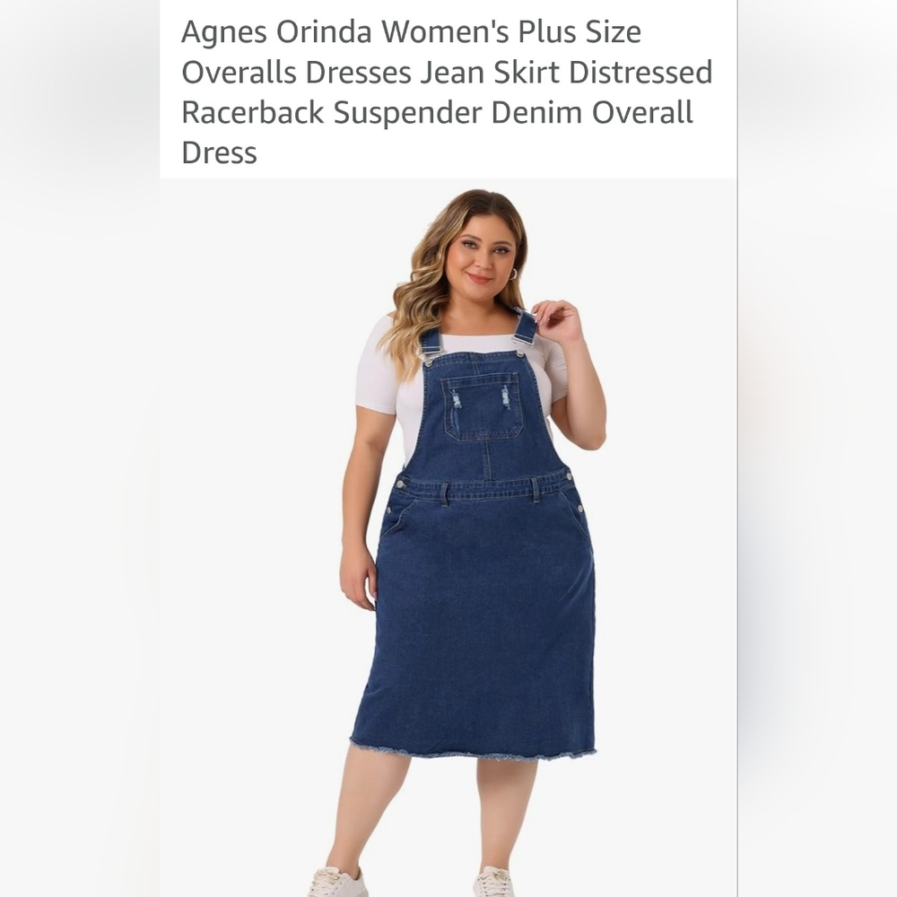 Agnes Orinda Women's Plus Size Denim Overall Dress 2X